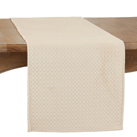 Saro 16 x 72 in. Pinsonic Velvet Oblong Table Runner, Beige 9036.BE1672B